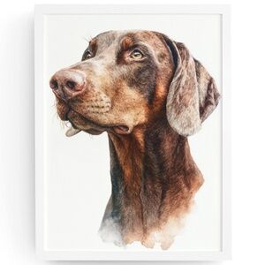 Watercolor Red Doberman Dog Portrait Wall Art Print Poster Unframed